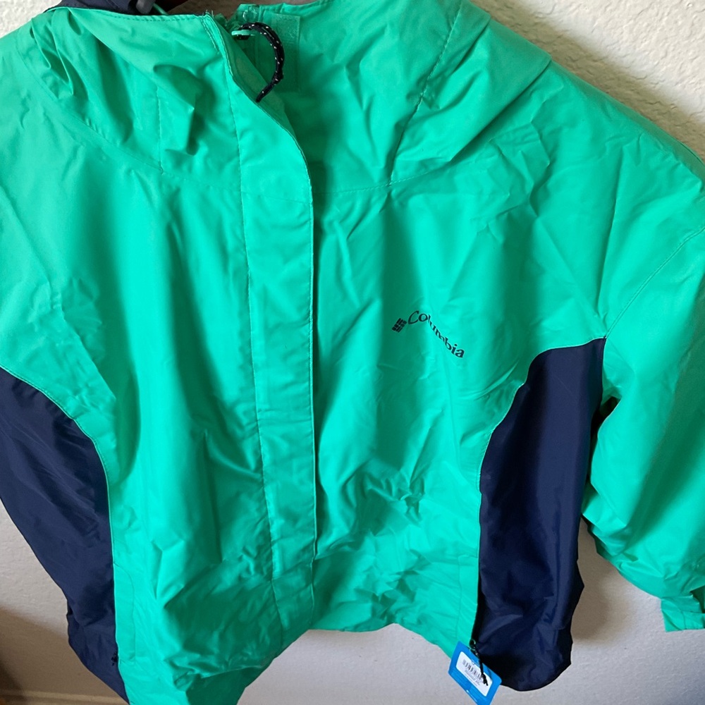 Columbia Arcadia II Plus Size Emerald and Midnight Blue Jacket | 2XL Raincoat - Picture 2 of 15